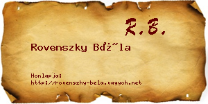 Rovenszky Béla névjegykártya